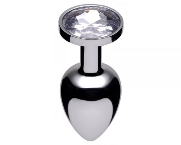 Plug anal plateado con diamante